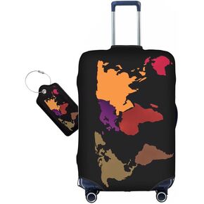 World Travel Luggage Covers and Luggage Tags Tsa Approved, Elastic Washable Fashionable Anti-Scratch Protector, Birthday Gifts for Men Women (M 22-25 Inch Luggage)