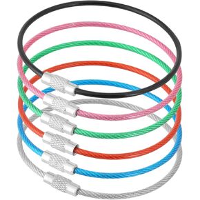 6 Pack Key Ring Wire Keychain Cable Large Key Rings Key Chain for Hanging Luggage Tags, Key Tags and Tag Keepers(6.6 Inch/17cm)