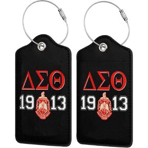 Luggage Tags PU Leather Privacy Cover with Metal Loop for Women Men 2 Pack