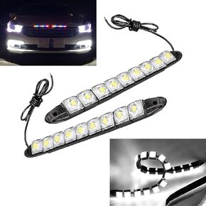 2 أجهزة كمبيوتر LED LED أثناء النهار تشغيل مصابيح الأضواء ، IP67 مختومة مقاومة للماء 360 درجة انحناء أضواء الشريان ضوء غطاء محرك السيارة ، ضوء خلوص الطاقة العالي ، عالمي لمعظم سيارة سيارات الدفع الرباعي (أبيض) (أبيض)