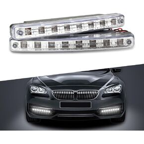 2 PCS LED LED LED أثناء النهار ، 8 LED LED الأضواء ذات الأضواء الكبرى عالية الأضواء ، وأضواء زخرفية مضادة للالتهاب المقاومة للغبار ، وملحقات الإضاءة العالمية لمعظم السيارات (بيضاء)