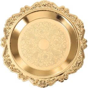 ARTIBETTER Antique Trinket Dish Nordic Style Jewelry Storage Tray Vintage Gold Food Tray Ring Holder Vanity Trays Dessert Plate Soap Dish 3.93 Inch (Golden)