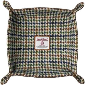 Harris Tweed Wool Valet Tray - منظم مكتب مصنوع يدويًا مع لقطات نحاسية ، وتخزين متعدد الاستخدامات للمفاتيح ، والعملة ، والمجوهرات ، والمزيد