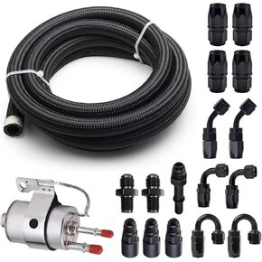 6an fuel line kit with ls swap fuel filter regulator 58 PSI CPE braided fuel hose ruturn line 25FT