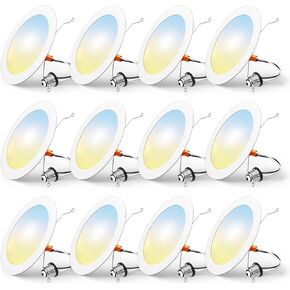 FREELICHT 12 Pack Retrofit LED Recessed Lighting 6 Inch, Selectable 2700K/3000K/4000K/5000K/6000K, Dimmable Flat LED Can Lights, 10W=110W, 1000LM, IC & Damp Rated, ETL & FCC Certified