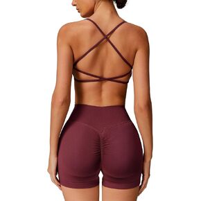 ABOCIW Womens Seamless Workout Sets Backless Sports Bra Scrunch Butt High Waist Gym Shorts 2 Piece Outfits