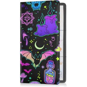Car Registration and Insurance Card Holder Leather Glove Box Organize Men Women Wallet Accessories Case for Cards, Essential Document Driver License Funny Bright Witchy Elements