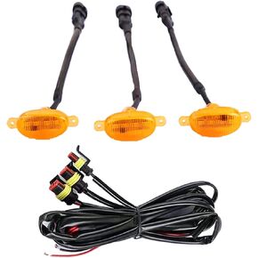 1 Pack 3 Pcs Front Led Grille Light,Amber Front Grille Lamps with Wiring Harness, Compatible with 2004-2019 Ford F150, Lamps Accessories