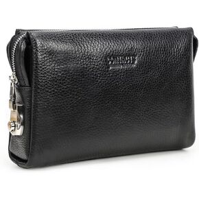 Clutch Purse with Lock Clutch Bag for Men Full Grain Leather Anti Theft Travel Wristlet Handbag Clutch Wallet Card Phone Organizer (Coffee)