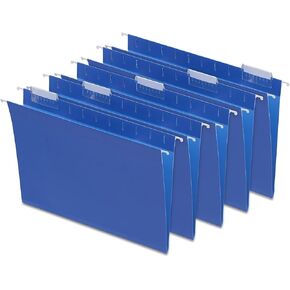 Staples 163501 Hanging File Folders 5-Tab Letter Size Blue 25/Box (163501)