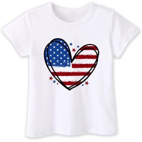 4th of July Shirt for Toddler Boys Girls Kids, Independence Day USA Flag Red White Blue T-Shirt 2-8T