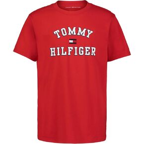 Tommy Hilfiger Boys' Short Sleeve Graphic Crew Neck T-Shirt, Soft, Comfortable, Relaxed Fit, Varsity Red, 18-20