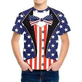 Eciodci Kids American USA Flag Fational Thirts Tirts 4th of July Summer Thirt for Boys Girls Short Sleeve 4-15 Years in Kuwait