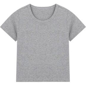 Boys/Kids/Toddlers Crew Neck Cotton T-Shirts Short Sleeve Summer Basic Tops（Age 2-12Y）
