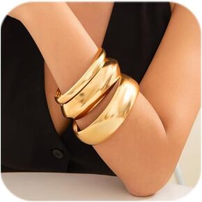 أساور Zmanyijew Gold Bangle للنساء للعصرية عريضة أساور الكفة 3pcs الذهب/الفضة قابلة للتكديس معصم معصم المجوهرات المجوهرات للنساء
