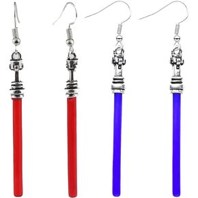 Sta War Lightsaber Drop Earrings,2 Pairs Classic Movie Red and Blue Dangle Earrings for Women Fans
