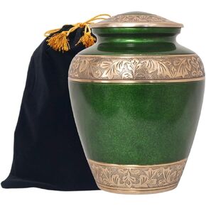 Cremation Urns for Human Ashes - Decorative Urns, Handcrafted Large Adult Funeral Urns for Male & Female Ashes - Holds up to 200 lb of Human Ashes with Velvet Bag, Blue