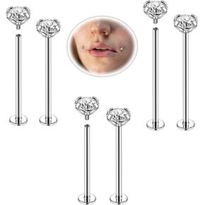 16G Labret Cheek Tongue Rings Surgical Steel Monroe Lip Piercing Jewelry Barbell Rings Kits Ultra-long Bar Length 14/16/19/22/25mm