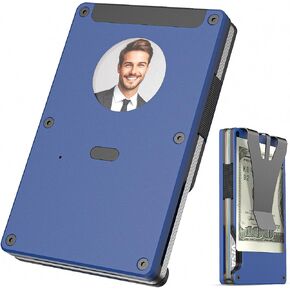 Anti theft wallet for men, Durable Slim Aluminum Card Trackable Wallet (IOS Only) with Customized Electronic photo/Text information, Slim RFID Credit Card Holder (Oxidized Black)