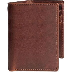 Classic Trifold Wallet for Men, RFID Blocking, Double Bill Compartment, Full Grain Cowhide Leather Wallet, Vintage Brown