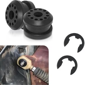 Auto Transmission Shift Link Bushing, 0.74" x 0.48" Bushing + 0.58" x 0.5" E-Ring Clip, Replacement OEM #5210555AA 68078975AA Parts, Compatible with Dodge Ram 2500 (Black)