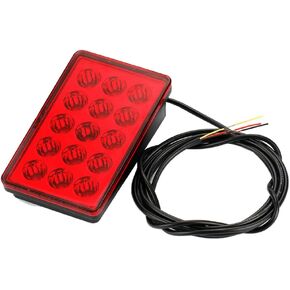 Universal 15 LEDs Rear Third 3RD Strobe Flashing Tail Brake Light Stop Warning Lights, Universal Fit for 12V Motorcycle Electric Motor, Red Lens/Smoke Lens