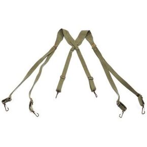 WW2 US Army M1936 Suspenders, WWII Combat Standard X Strap, Canvas/Khaki