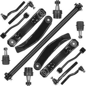 15pcs K640797 K640773 Front Upper and Lower Control Arms Suspension Kit with Ball Joints Sway Bar End Links Tie Rod End Fit for Jeep Grand Cherokee 99 00 01 02 03 04