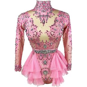 Youmeisha Rhinestone Stretch Bodysuit for Women Sexy Pole Dance Leotard Prom Birthday Party Outfit Stage Show Dance Costume