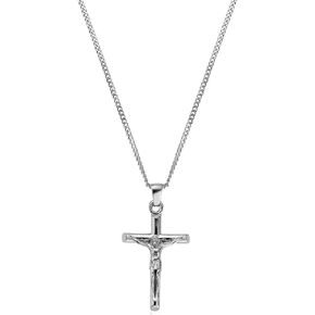 | Gold Crucifix Pendant Necklace | 20.5" Chain Link with 20MM x 20MM Pendant | Waterproof, Heat & Sweat Resistant | Gifts for Men | Men's Jewelry |