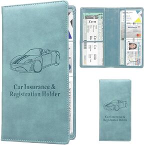 Leather Car Registration and Insurance Holder - Vehicle Glove Box Car Organizer,Auto Truck Comparment Accessories Case with Magnetic Closure for Driver License, Cards (Black)