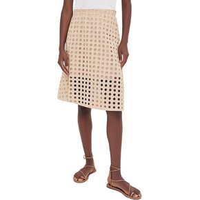 Ailoqing 2025 Summer Casual Midi Skirt for Women Cotton Eyelet Skirt with Underneath Beachwear Skirt