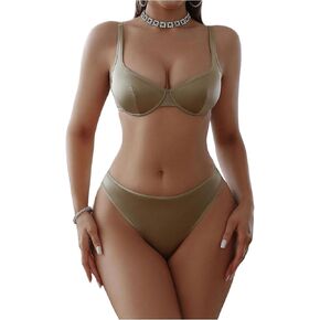 SHENHE Women's 2 Piece Lingerie Set Underwire Bra and Panty Set Push Up Solid Lingerie