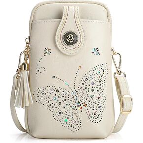 Small Crossbody Bags for Women, Lightweight Mini Cute Cell Phone Purse for Women with Tassel Shining Butterfly in Kuwait