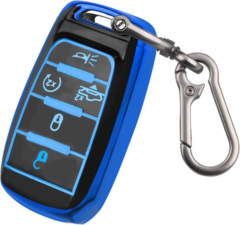 QBUC for Dodge Key FOB ، يناسب دودج رام 1500 2500 3500 4-5 أزرار 2019 2020 2021 2022 2023 TPU مفتاح FOB مع سلسلة المفاتيح ، حماية مفتاح الإكسسوارات عن بُعد الذكية (RED) in Kuwait