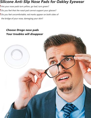 DROGO 3 Pairs Silicone Eyeglass Nose Pads, Clear Circular Replacement Nose Pieces, Anti-Slip Plug-in Nose Pads in Saudi Arabia