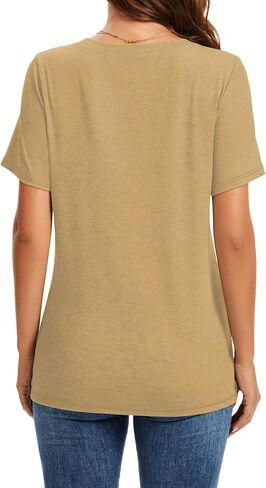 Womens Summer Tops Short Sleeve T Shirts V Neck Women Tops Loose Casual Tee Trendy Clothes in Kuwait