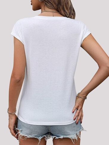 3 Pack Women's Summer Tops Casual Spring V Neck T Shirts Cap Sleeve Trendy Beach Vacation Clothes Fashion Basic Tees in Saudi Arabia