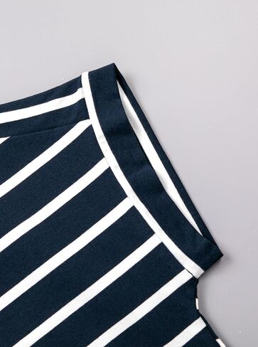 LilyCoco Womens Short Batwing Sleeve Striped Shirt Crew Neck Tops Casual Loose Fit Tee in Saudi Arabia