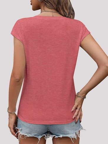 3 Pack Women's Summer Tops Casual Spring V Neck T Shirts Cap Sleeve Trendy Beach Vacation Clothes Fashion Basic Tees in Saudi Arabia