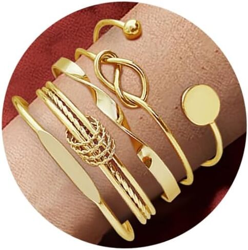 Gold Bangle Bracelets for Women, 14k Gold Plated Multi Layer Cuff Bangles Set, Stackable Boho Non Tarnish Elegance Smooth Bangle Jewelry Gifts for Her in Saudi Arabia