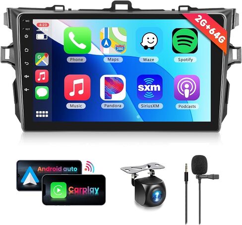 for Toyota Corolla 2009-2013 Android Car Stereo with Wireless Carplay Android Auto, 9 Inch Touch Screen Bluetooth Car Radio Support GPS Navigation WiFi HiFi Audio FM SWC USB + HD Backup Camera in Kuwait