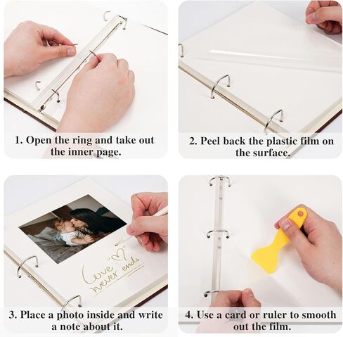 Vienrose Photo Album Self Adhesive Leather Cover 3 Ring Binder Vintage Printed Photo Book fits 4x6 5x7 Memory Book with Blank Sticky Pages for Travel Wedding 25 Sheets / 50 Pages, Dark Green in Saudi Arabia