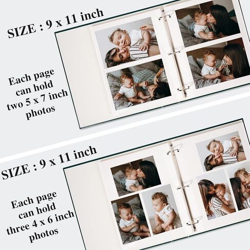 Vienrose Photo Album Self Adhesive Leather Cover 3 Ring Binder Vintage Printed Photo Book fits 4x6 5x7 Memory Book with Blank Sticky Pages for Travel Wedding 25 Sheets / 50 Pages, Dark Green in Saudi Arabia