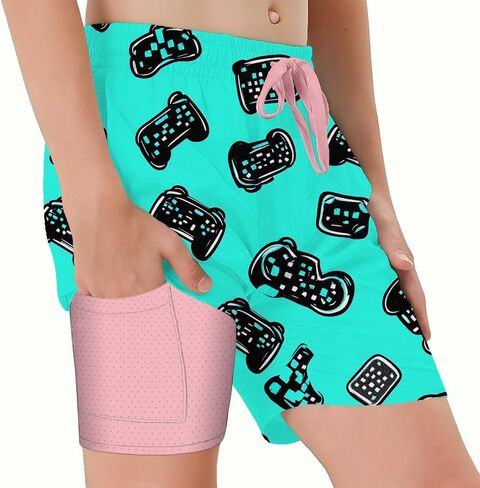 Boys Swim Trunks with Compression Liner Beach Shorts Quick Dry Board Bathing Suit Travel Essential in Saudi Arabia