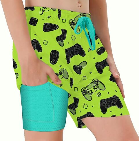 Boys Swim Trunks with Compression Liner Beach Shorts Quick Dry Board Bathing Suit Travel Essential in Saudi Arabia