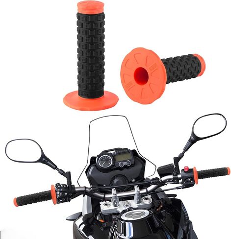 2PCS Motorcycle Grips, Dirt Bike Handlebar Grips, 7/8" Dirt Bike Pillow Top Grips, Car Accessories Anti-Slip Universal Handlebar Racing Grip for Motocross Scooter Dirt Bike (Orange/Black) in Kuwait