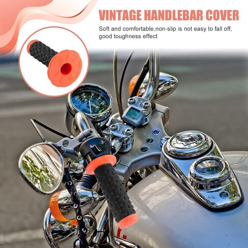 2PCS Motorcycle Grips, Dirt Bike Handlebar Grips, 7/8" Dirt Bike Pillow Top Grips, Car Accessories Anti-Slip Universal Handlebar Racing Grip for Motocross Scooter Dirt Bike (Orange/Black) in Kuwait