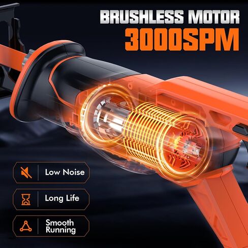 منشار ترددي لاسلكي، منشار ترددي 0-3200SPM مع بطارية 2*2000 مللي أمبير في الساعة، ضوء LED مدمج، تغيير الشفرة بدون أدوات، 8 شفرات منشار منشار ترددي طاقة صالحة للشرب لقطع المعادن من الخشب والبولي فينيل كلوريد in Kuwait