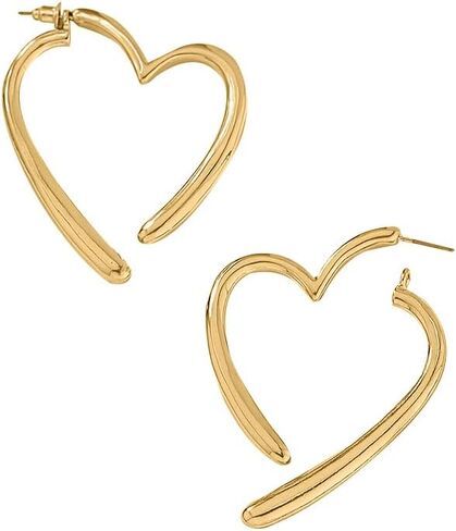 Big Heart Hoop Statement Earrings for Women,14K Gold Large Asymmetrical Love Shaped Drop Dangle Earrings Minimalist Earrings Accessories Gifts in Kuwait